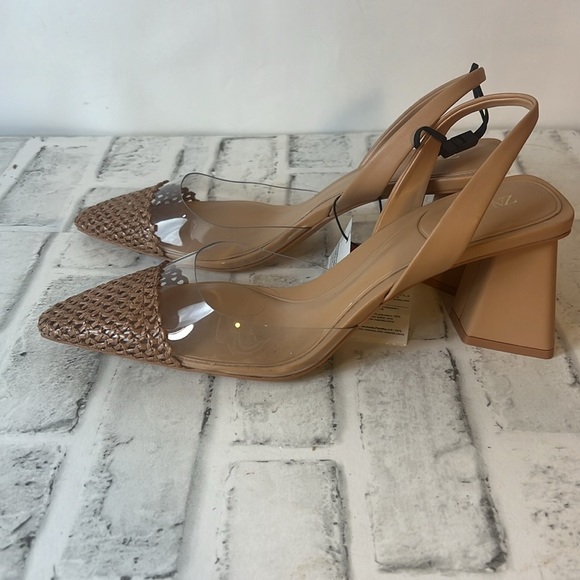 NWT Zara Block Heel Vinyl Toe Slingbacks - Picture 6 of 9